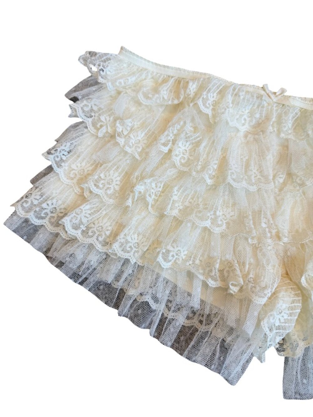 Jaded London Tiered Ruffle Lace Shorts Ivory Sheer Size Small Women's NWT - Picture 2 of 14